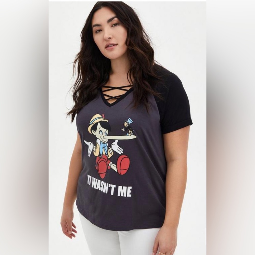 Torrid Disney Pinocchio It Wasn’t Me Dark Slate Grey Strappy Top